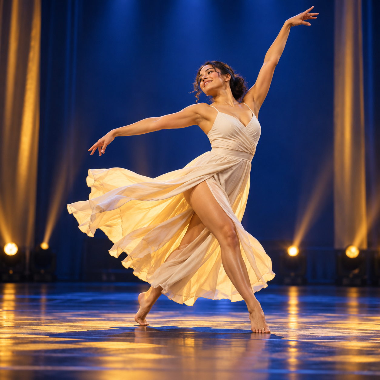 Bailarina realizando una presentación sobre un escenario